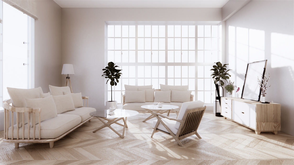 Living Room Interior with Wooden Floor